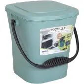Eda Plastiques compost emmertje met deksel 6 liter Eucalyptus groen