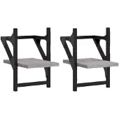 vidaXL Wandschappen met stangen 2 st 20x25x30 cm grijs sonoma eiken