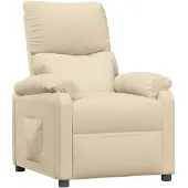 vidaXL Fauteuil verstelbaar stof crèmekleurig