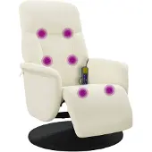 vidaXL Massagestoel verstelbaar met voetensteun fluweel crèmekleurig