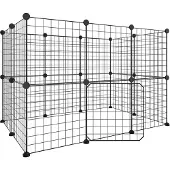 vidaXL Huisdierenkooi met deur 20 panelen 105x70x70 cm staal zwart