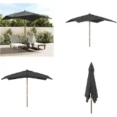 vidaXL Parasol met houten paal 300x300x273 cm antracietkleurig