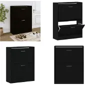 vidaXL Schoenenkast 63x24x81 cm bewerkt hout zwart