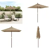 vidaXL Parasol met houten paal 198x198x231 cm taupe