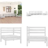 vidaXL 6-delige loungeset voor de tuin, wit, grenenhout, massief