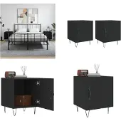 vidaXL Nachtkastjes 2 st 40x40x50 cm bewerkt hout zwart