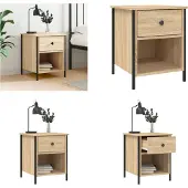 vidaXL Nachtkastje 40x42x50 cm bewerkt hout sonoma eikenkleurig