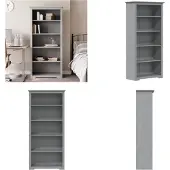 vidaXL Boekenkast 5-laags BODO 82x40x173 cm massief grenenhout grijs