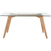 Beliani HUDSON - Eettafel - Lichte houtkleur - 90 x 160 cm - Veiligheidsglas