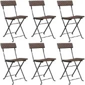 vidaXL Bistrostoelen 6 st inklapbaar poly rattan en staal bruin