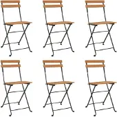 vidaXL Bistrostoelen 6 st inklapbaar massief teakhout en staal