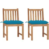 vidaXL Tuinstoelen, 2 stuks met kussens, massief teakhout