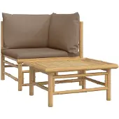 vidaXL 2-delige Loungeset met kussens bamboe taupe