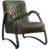 Livin24 Industriële fauteuil Ivy eco-leer olijfgroen