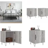 vidaXL Nachtkastjes 2 st 40x40x50 cm bewerkt hout grijs sonoma eiken