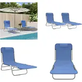 vidaXL Ligbedden 2 st inklapbaar textileen en staal blauw