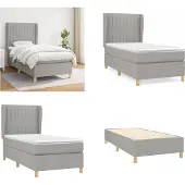 vidaXL Boxspring met matras stof lichtgrijs 90x200 cm