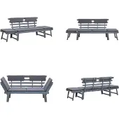 vidaXL Tuinbank met kussens 2-in-1 190 cm massief acaciahout grijs