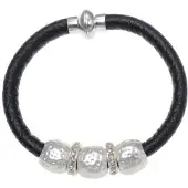 Behave - Armband - zwart PU leer kristal detail - trendy everyday look