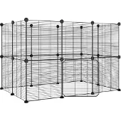 vidaXL Huisdierenkooi met deur 20 panelen 105x70x70 cm staal zwart