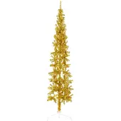 vidaXL Kunstkerstboom half met standaard smal 210 cm goudkleurig