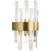 Schuller Valencia LED-wandlamp Grace, messing / goud, Woon-/ Eetkamer, Glas, LED wandlamp