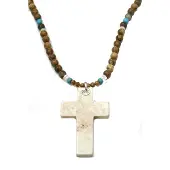 Heaven Eleven - dames ketting- Japis met marmeren kruis