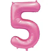 Wefiesta Folie Ballon Cijfer 5 Satin Roze XL 86 cm