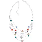 Behave Ketting dames - layer ketting met multi kleur steentjes