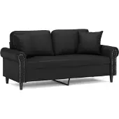 vidaXL Tweezitsbank met sierkussens 140 cm kunstleer zwart
