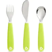 Munchkin kinderbestek - Splash Kleuter Besteksetje - Vork, Mes en Lepel - Set van 3 - Kinderbestekset - Kleur Groen - vanaf 18 maanden