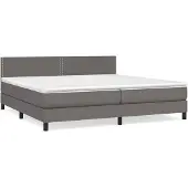 vidaXL Boxspring met matras kunstleer grijs 200x200 cm