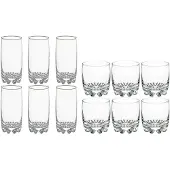 Secret De Gourmet Set 12x stuks Tinn-serie water/drink glazen 310 en 380 ml van glas - Longdrinkglazen