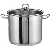 DealDonkey Kitchen en Home RVS Soeppan met glazen deksel - 15 liter - Vaatwasserbestendig
