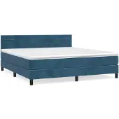 vidaXL Boxspring met matras fluweel donkerblauw 160x200 cm