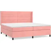 vidaXL Boxspringbed met matras, roze, 200x200 cm, fluweel