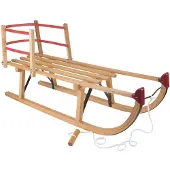 Merkloos Davos houten slee met rugleuning en koord - 100 cm