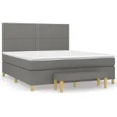 vidaXL Boxspring met matras stof donkergrijs 180x200 cm