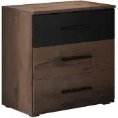 Meubella Nachtkastje Brown - Zwart - Eiken - 55 cm hoog