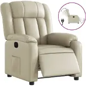 vidaXL Fauteuil elektrisch verstelbaar kunstleer crèmekleurig