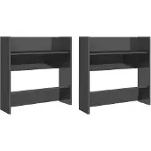 vidaXL Wandschoenenkasten 2 st 60x18x60 cm hout hoogglans grijs