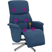 vidaXL Massagestoel verstelbaar met voetensteun stof blauw