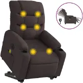 vidaXL Sta-op-massagestoel elektrisch verstelbaar stof donkerbruin
