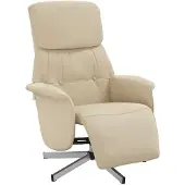 vidaXL Fauteuil verstelbaar met voetensteun stof crèmekleurig