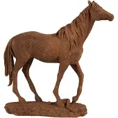 Clayre & Eef Decoratie Beeld Paard 21x7x21 cm Bruin Polyresin Bruin