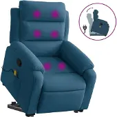 vidaXL Sta-op-massagestoel verstelbaar fluweel blauw