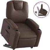 vidaXL Sta-op-fauteuil verstelbaar kunstleer bruin
