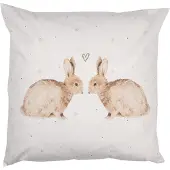 Clayre & Eef Kussenhoes 45x45 cm Wit Polyester Konijnen Sierkussenhoes Wit Sierkussenhoes