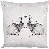 Clayre & Eef Kussenhoes 45x45 cm Wit Polyester Konijn Sierkussenhoes Wit Sierkussenhoes