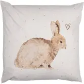 Clayre & Eef Kussenhoes 45x45 cm Wit Polyester Konijn Sierkussenhoes Wit Sierkussenhoes